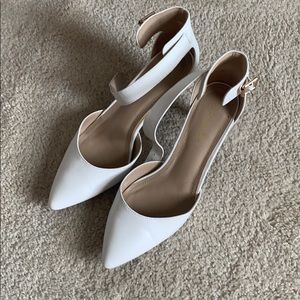 White strap high heels